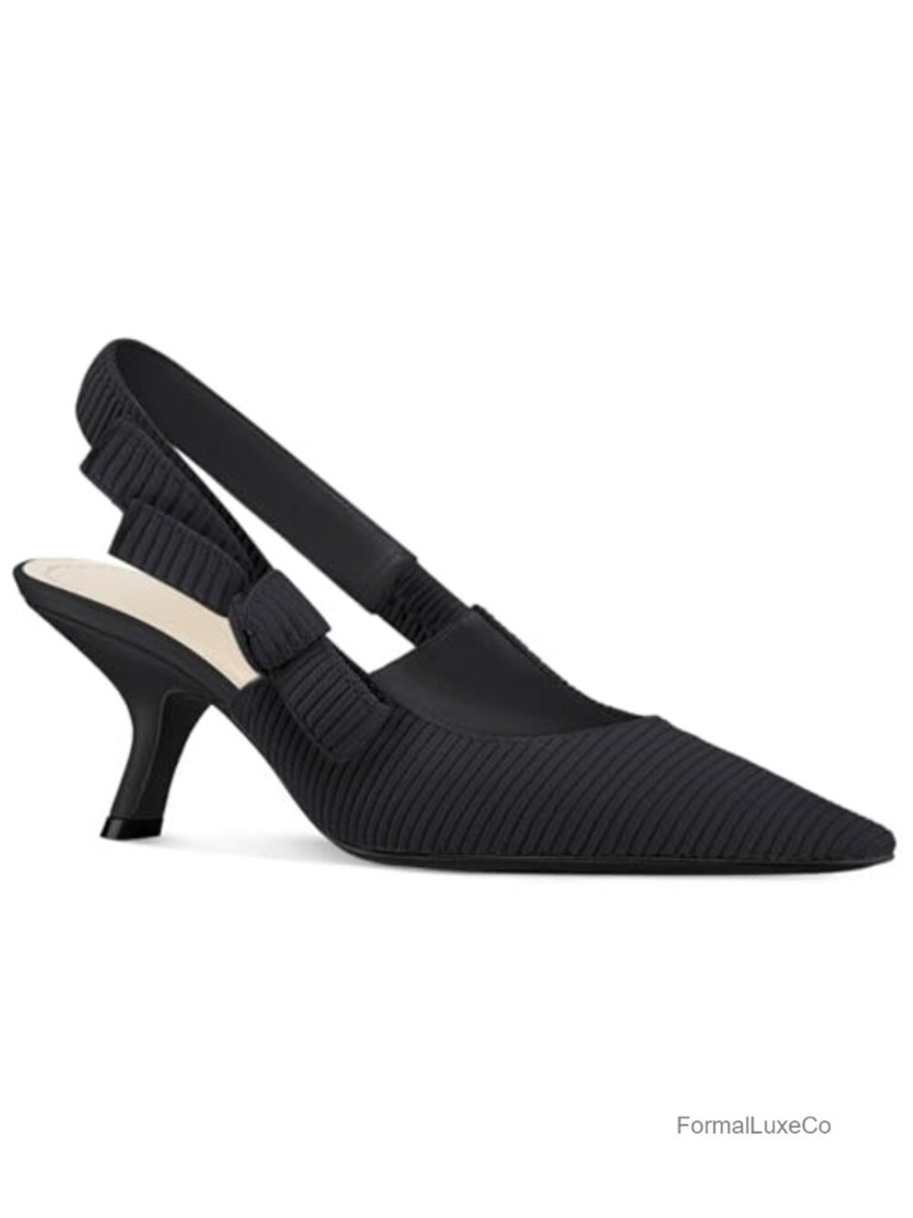 Womens Slingback Kitten Heels Pointed Toe Knitted Slip On Work Pumps